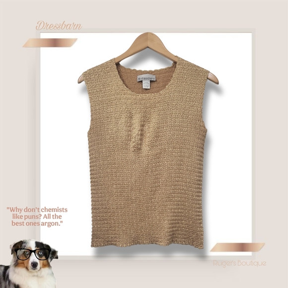🌿Dressbarn Women's Large Gold Crinkle Sleeveless Top-Fab!!! 🌞 - Picture 9 of 10